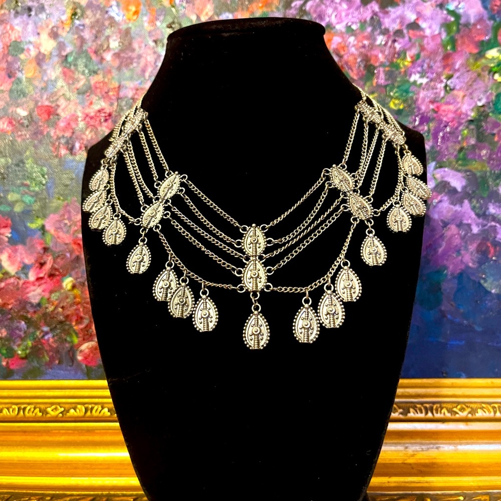 Gothic Vintage-Inspired Silver-Plated Statement Necklace - Valentine’s Gift Idea